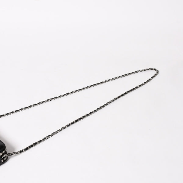 CHANEL Chain Shoulder Wallet Wallet No. 28 Coco Mark Lambskin Black Silver Hardware Good Condition Used 4a004879
