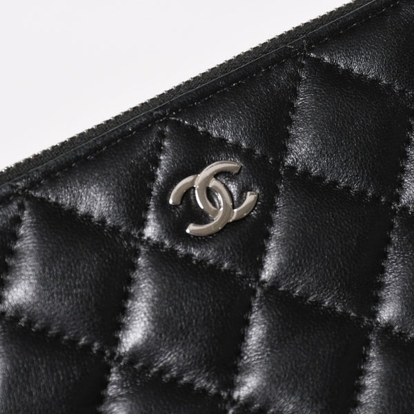 CHANEL Chain Shoulder Wallet Wallet No. 28 Coco Mark Lambskin Black Silver Hardware Good Condition Used 4a004879