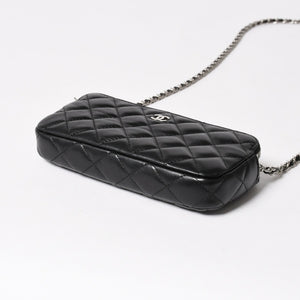 CHANEL Chain Shoulder Wallet Wallet No. 28 Coco Mark Lambskin Black Silver Hardware Good Condition Used 4a004879