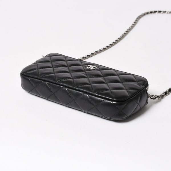CHANEL Chain Shoulder Wallet Wallet No. 28 Coco Mark Lambskin Black Silver Hardware Good Condition Used 4a004879