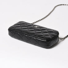 画像をギャラリービューアに読み込む, CHANEL シャネル チェーンショルダーウォレット 財布 28番台 ココマーク ラムスキン ブラック シルバー金具 美品 中古 4a004879