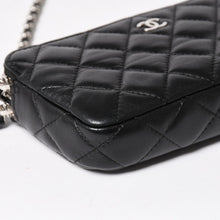 画像をギャラリービューアに読み込む, CHANEL シャネル チェーンショルダーウォレット 財布 28番台 ココマーク ラムスキン ブラック シルバー金具 美品 中古 4a004879