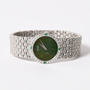 PIAGET ピアジェ TRADITION トラディション 腕時計 9706 D 23 重量約67.49g 18KWG 手巻き ダイヤモンド ジェイド文字盤 美品 中古 4a004447