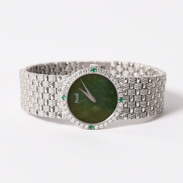 PIAGET ピアジェ TRADITION トラディション 腕時計 9706 D 23 重量約67.49g 18KWG 手巻き ダイヤモンド ジェイド文字盤 美品 中古 4a004447