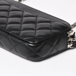 CHANEL Chain Shoulder Wallet Wallet No. 28 Coco Mark Lambskin Black Silver Hardware Good Condition Used 4a004879