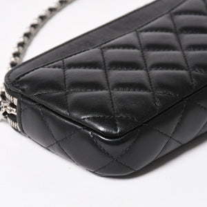 CHANEL Chain Shoulder Wallet Wallet No. 28 Coco Mark Lambskin Black Silver Hardware Good Condition Used 4a004879