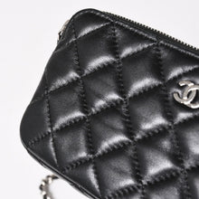 画像をギャラリービューアに読み込む, CHANEL シャネル チェーンショルダーウォレット 財布 28番台 ココマーク ラムスキン ブラック シルバー金具 美品 中古 4a004879