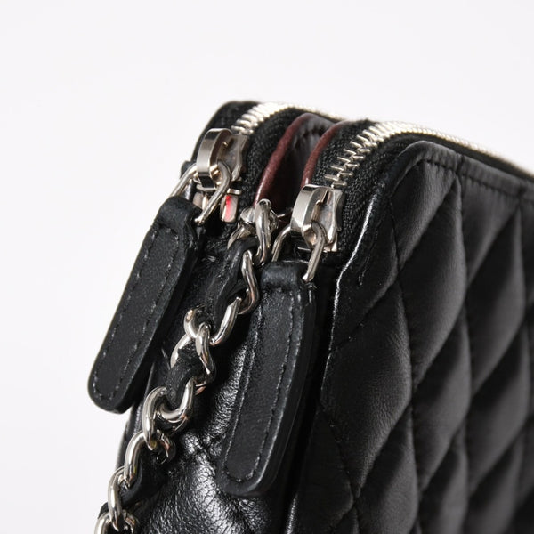 CHANEL Chain Shoulder Wallet Wallet No. 28 Coco Mark Lambskin Black Silver Hardware Good Condition Used 4a004879