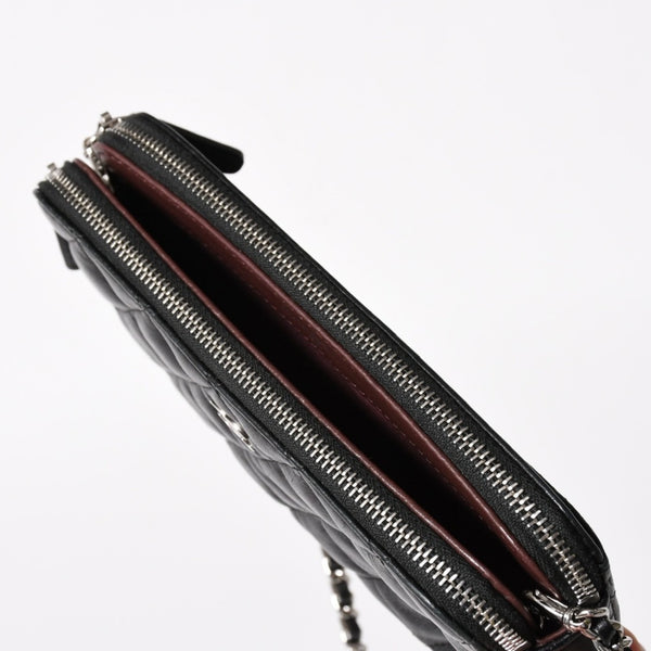 CHANEL Chain Shoulder Wallet Wallet No. 28 Coco Mark Lambskin Black Silver Hardware Good Condition Used 4a004879