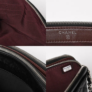 CHANEL Chain Shoulder Wallet Wallet No. 28 Coco Mark Lambskin Black Silver Hardware Good Condition Used 4a004879