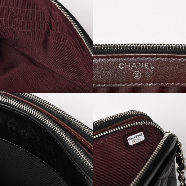 CHANEL Chain Shoulder Wallet Wallet No. 28 Coco Mark Lambskin Black Silver Hardware Good Condition Used 4a004879