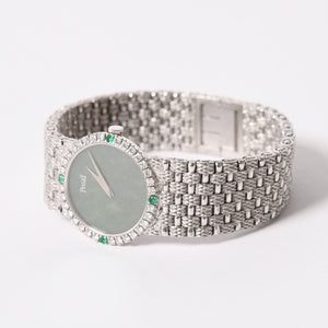 PIAGET ピアジェ TRADITION トラディション 腕時計 9706 D 23 重量約67.49g 18KWG 手巻き ダイヤモンド ジェイド文字盤 美品 中古 4a004447