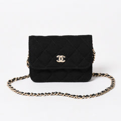 New and unused CHANEL Mini Matelasse Chain Shoulder Bag Coco Mark Random Number Black Gold Hardware Cotton Used 4a005042