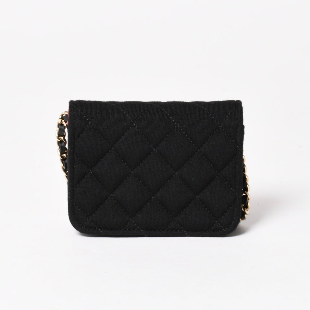 新品未使用品 CHANEL シャネル ミニマトラッセ チェーンショルダーバッグ ココマーク ランダム番台 ブラック ゴールド金具 コットン 中古 4a005042