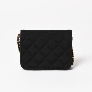 New and unused CHANEL Mini Matelasse Chain Shoulder Bag Coco Mark Random Number Black Gold Hardware Cotton Used 4a005042