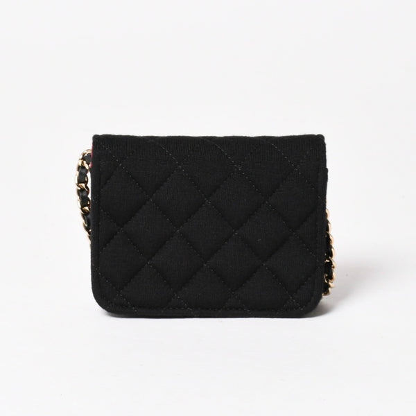 New and unused CHANEL Mini Matelasse Chain Shoulder Bag Coco Mark Random Number Black Gold Hardware Cotton Used 4a005042