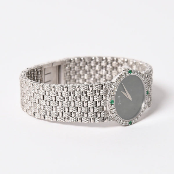 PIAGET ピアジェ TRADITION トラディション 腕時計 9706 D 23 重量約67.49g 18KWG 手巻き ダイヤモンド ジェイド文字盤 美品 中古 4a004447
