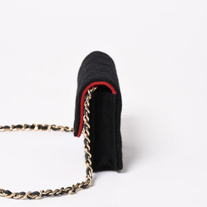 New and unused CHANEL Mini Matelasse Chain Shoulder Bag Coco Mark Random Number Black Gold Hardware Cotton Used 4a005042