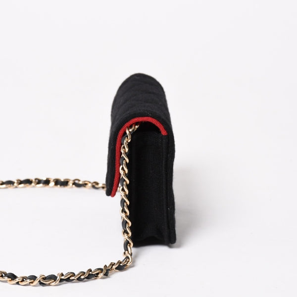New and unused CHANEL Mini Matelasse Chain Shoulder Bag Coco Mark Random Number Black Gold Hardware Cotton Used 4a005042