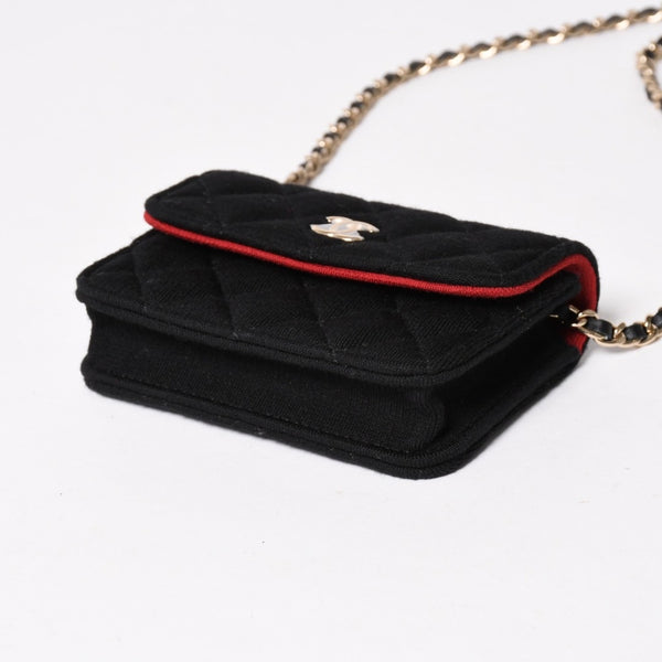 New and unused CHANEL Mini Matelasse Chain Shoulder Bag Coco Mark Random Number Black Gold Hardware Cotton Used 4a005042