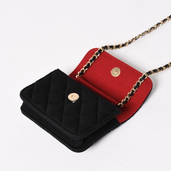 New and unused CHANEL Mini Matelasse Chain Shoulder Bag Coco Mark Random Number Black Gold Hardware Cotton Used 4a005042