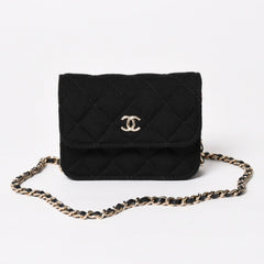 New and unused CHANEL Mini Matelasse Chain Shoulder Bag Coco Mark Random Number Black Gold Hardware Cotton Used 4a005083