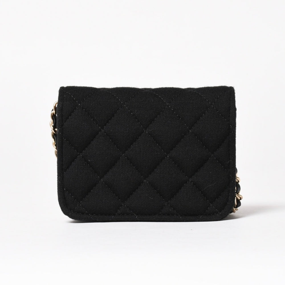 新品未使用品 CHANEL シャネル ミニマトラッセ チェーンショルダーバッグ ココマーク ランダム番台 ブラック ゴールド金具 コットン 中古 4a005083