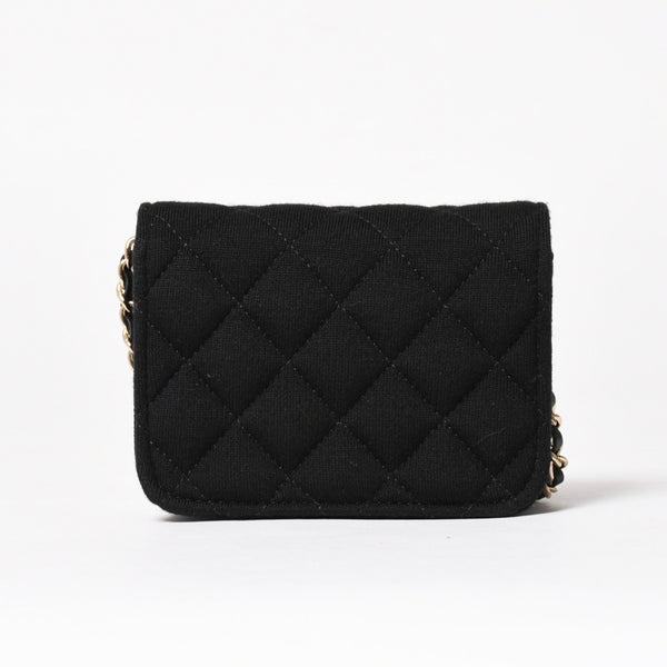 New and unused CHANEL Mini Matelasse Chain Shoulder Bag Coco Mark Random Number Black Gold Hardware Cotton Used 4a005083