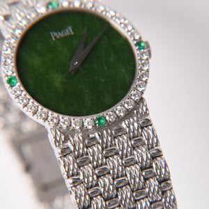PIAGET ピアジェ TRADITION トラディション 腕時計 9706 D 23 重量約67.49g 18KWG 手巻き ダイヤモンド ジェイド文字盤 美品 中古 4a004447