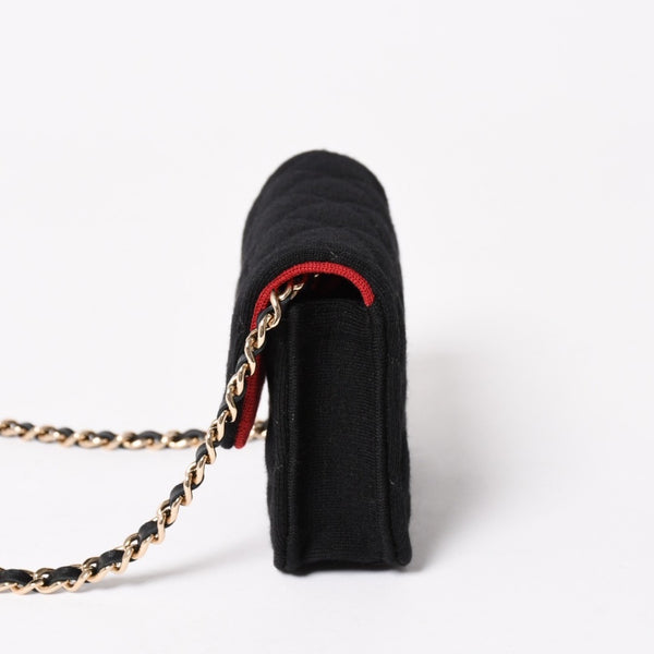 New and unused CHANEL Mini Matelasse Chain Shoulder Bag Coco Mark Random Number Black Gold Hardware Cotton Used 4a005083