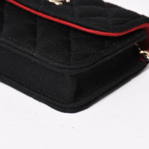 New and unused CHANEL Mini Matelasse Chain Shoulder Bag Coco Mark Random Number Black Gold Hardware Cotton Used 4a005083
