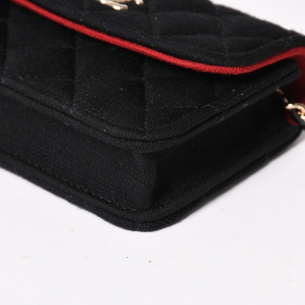New and unused CHANEL Mini Matelasse Chain Shoulder Bag Coco Mark Random Number Black Gold Hardware Cotton Used 4a005083
