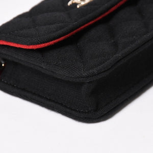 New and unused CHANEL Mini Matelasse Chain Shoulder Bag Coco Mark Random Number Black Gold Hardware Cotton Used 4a005083