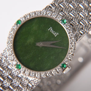 PIAGET ピアジェ TRADITION トラディション 腕時計 9706 D 23 重量約67.49g 18KWG 手巻き ダイヤモンド ジェイド文字盤 美品 中古 4a004447