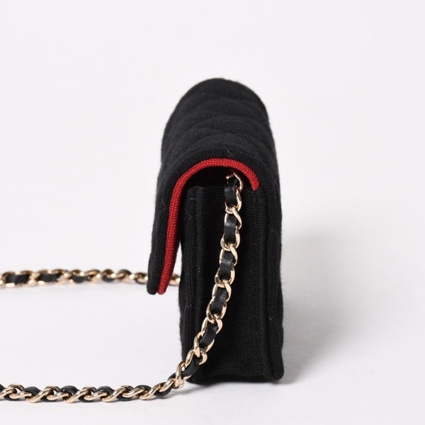 New and unused CHANEL Mini Matelasse Chain Shoulder Bag Coco Mark Random Number Black Gold Hardware Cotton Used 4a005083