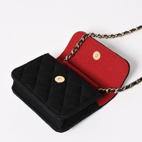 New and unused CHANEL Mini Matelasse Chain Shoulder Bag Coco Mark Random Number Black Gold Hardware Cotton Used 4a005083