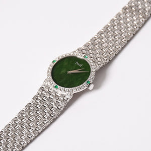 PIAGET ピアジェ TRADITION トラディション 腕時計 9706 D 23 重量約67.49g 18KWG 手巻き ダイヤモンド ジェイド文字盤 美品 中古 4a004447