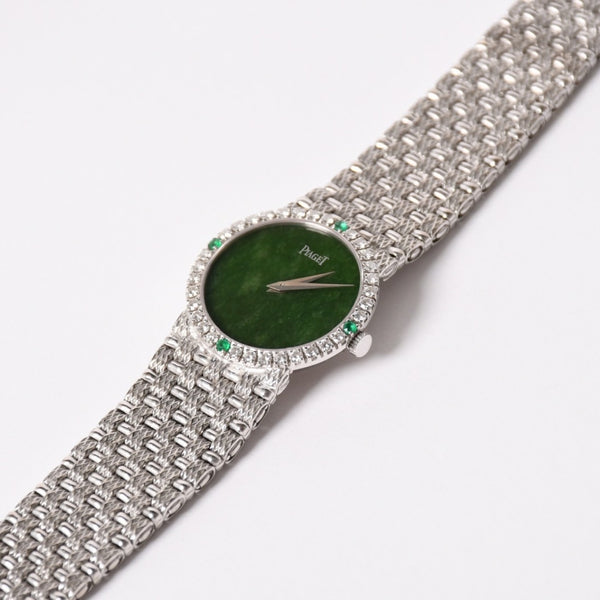PIAGET ピアジェ TRADITION トラディション 腕時計 9706 D 23 重量約67.49g 18KWG 手巻き ダイヤモンド ジェイド文字盤 美品 中古 4a004447