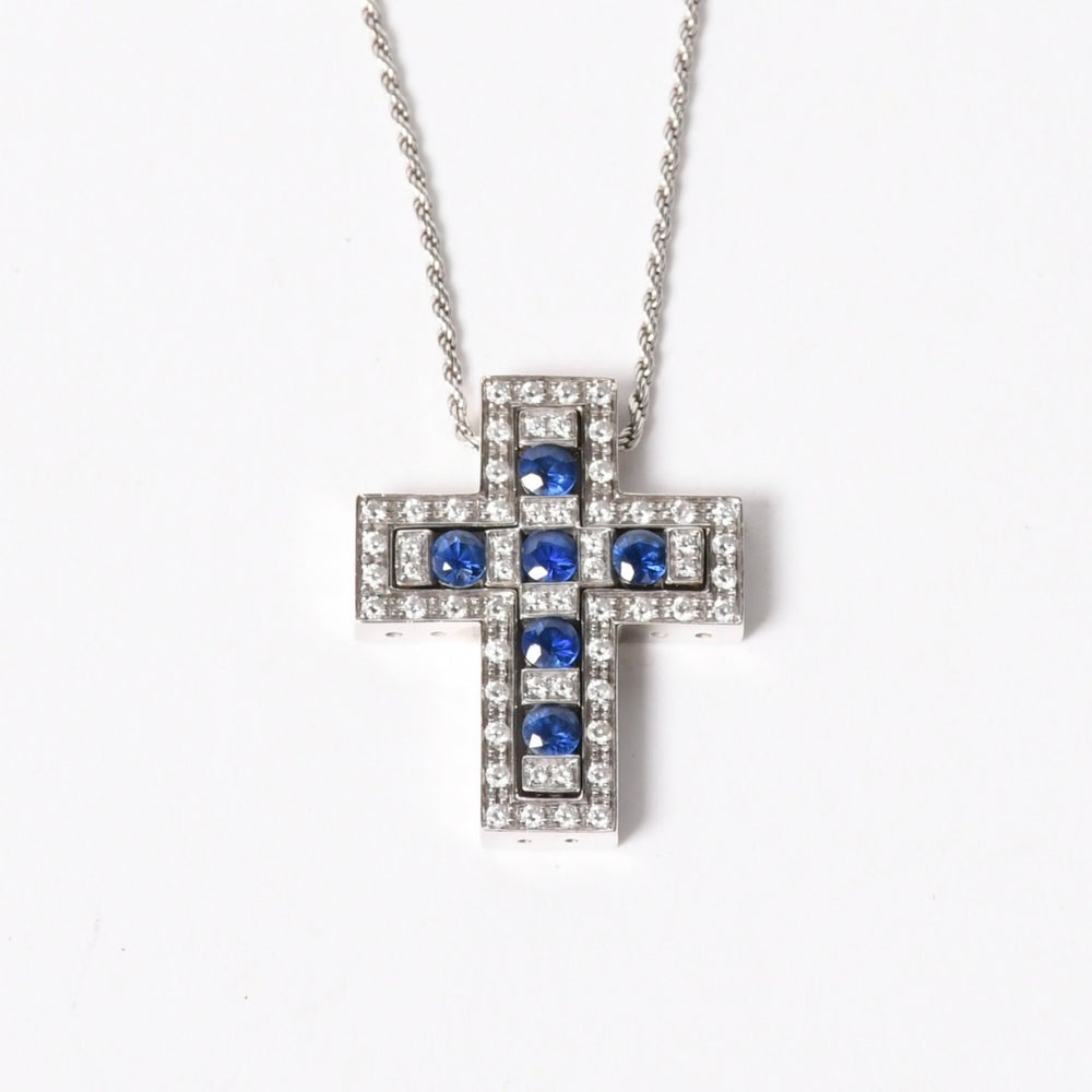 極美品 DAMIANI ダミアーニ Belle Epoque ベル エポック ネックレス ジュエリー 18KWG サファイヤ パヴェダイヤ 中古 4a004406