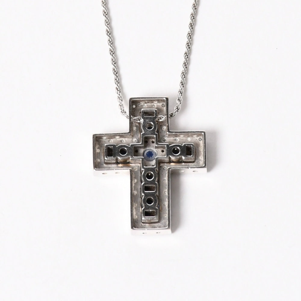 極美品 DAMIANI ダミアーニ Belle Epoque ベル エポック ネックレス ジュエリー 18KWG サファイヤ パヴェダイヤ 中古 4a004406
