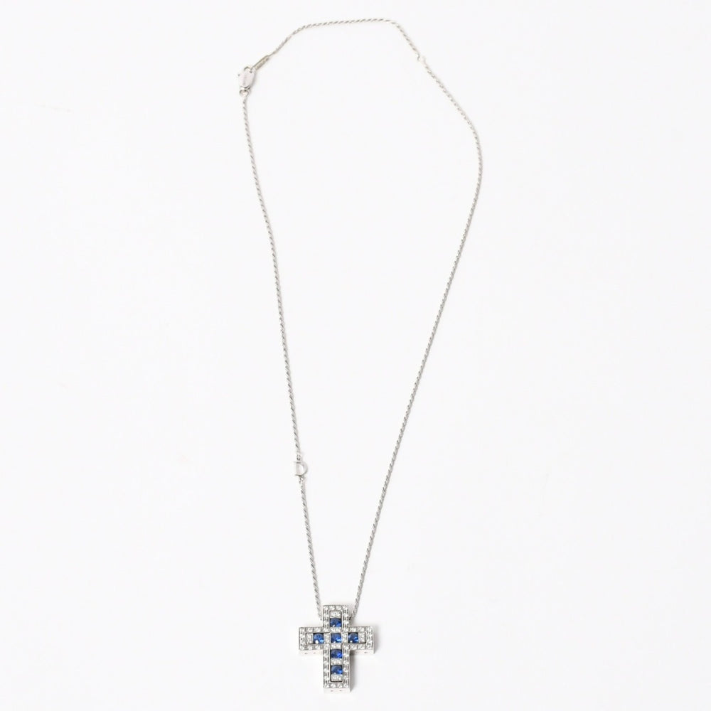極美品 DAMIANI ダミアーニ Belle Epoque ベル エポック ネックレス ジュエリー 18KWG サファイヤ パヴェダイヤ 中古 4a004406