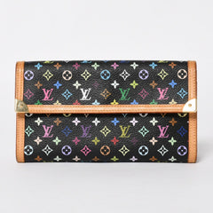 極美品 LOUIS VUITTON ルイヴィトン 三つ折り財布 モノグラム ブラック マルチカラー ポルトフォイユインターナショナル M92658 中古 4a004294
