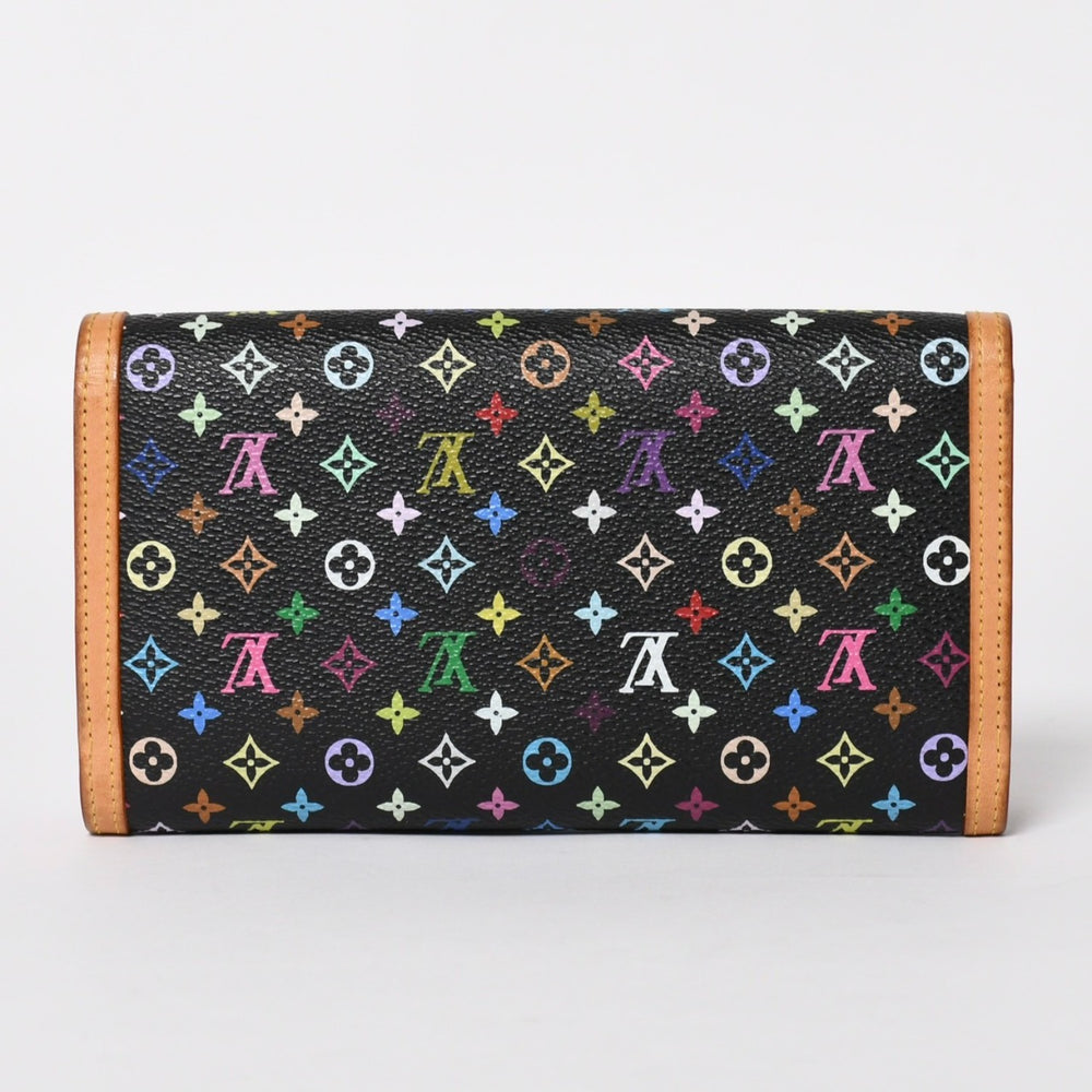 Very Good Condition LOUIS VUITTON Trifold Wallet Monogram Black Multicolor Portefeuille International M92658 Used 4a004294