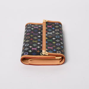 極美品 LOUIS VUITTON ルイヴィトン 三つ折り財布 モノグラム ブラック マルチカラー ポルトフォイユインターナショナル M92658 中古 4a004294