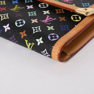 極美品 LOUIS VUITTON ルイヴィトン 三つ折り財布 モノグラム ブラック マルチカラー ポルトフォイユインターナショナル M92658 中古 4a004294