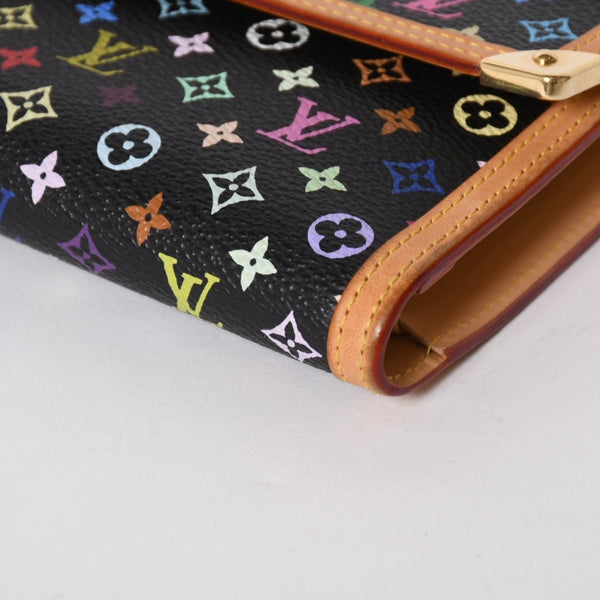 極美品 LOUIS VUITTON ルイヴィトン 三つ折り財布 モノグラム ブラック マルチカラー ポルトフォイユインターナショナル M92658 中古 4a004294