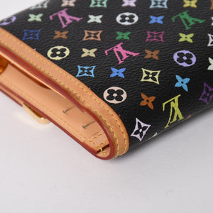 極美品 LOUIS VUITTON ルイヴィトン 三つ折り財布 モノグラム ブラック マルチカラー ポルトフォイユインターナショナル M92658 中古 4a004294