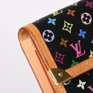 極美品 LOUIS VUITTON ルイヴィトン 三つ折り財布 モノグラム ブラック マルチカラー ポルトフォイユインターナショナル M92658 中古 4a004294
