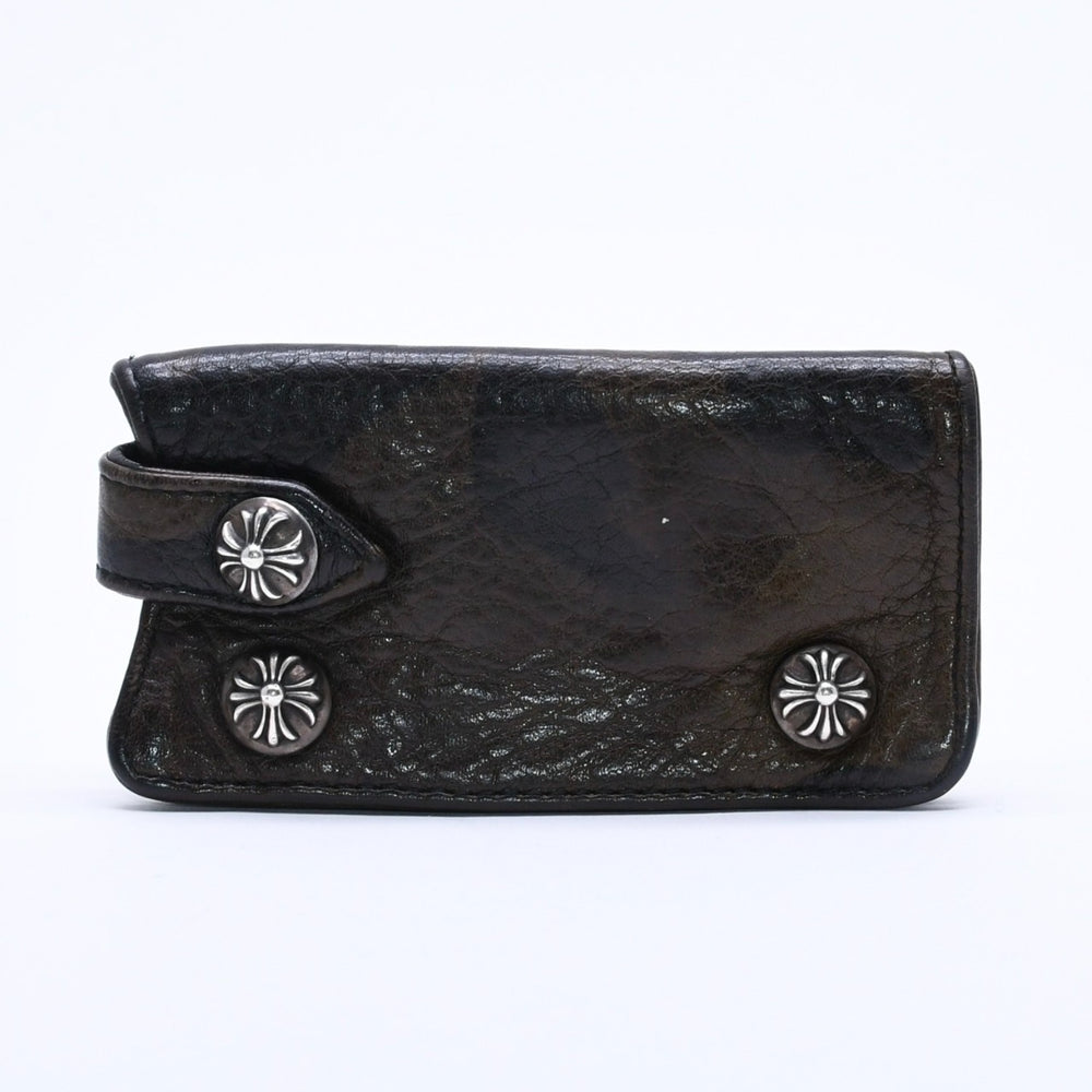 CHROME HEARTS クロムハーツ キーケース クロスボールボタン スナップストラップ キーリング タンクカモ レザー シルバー925 中古 4a004528