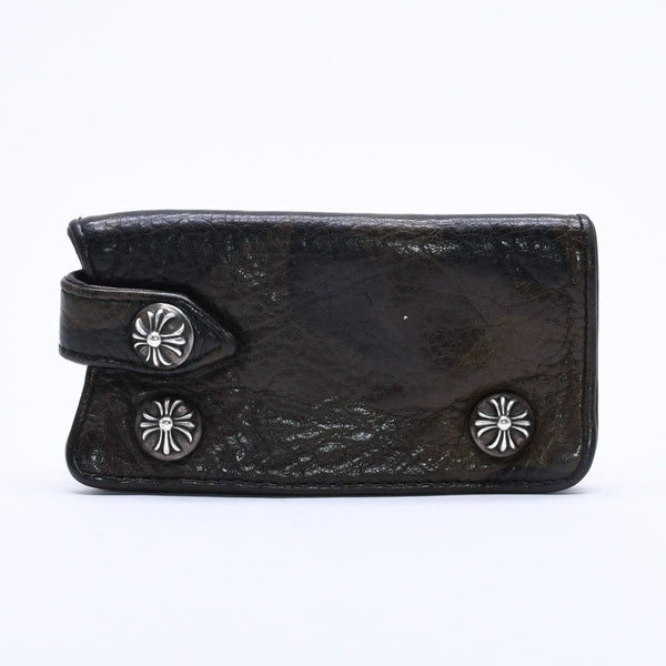 CHROME HEARTS クロムハーツ キーケース クロスボールボタン スナップストラップ キーリング タンクカモ レザー シルバー925 中古 4a004528